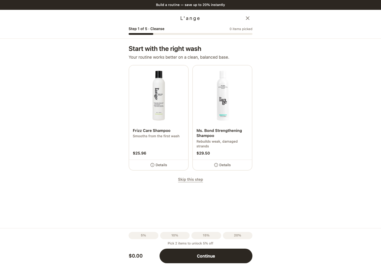 Mobile-first step-based bundle builder
